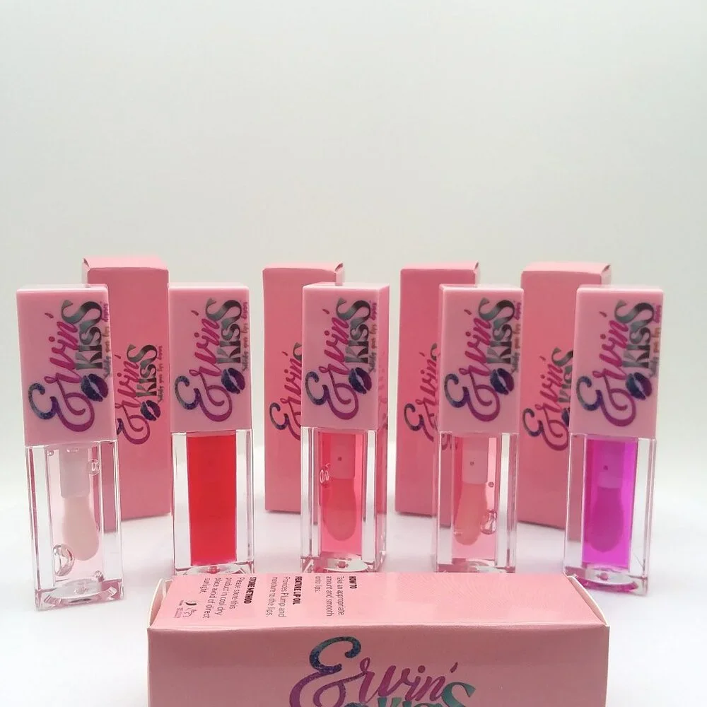 Lip Gloss 5 Flavors Erwin's Kiss Plumping Shine Sexy Glam Free Gift Strawberry